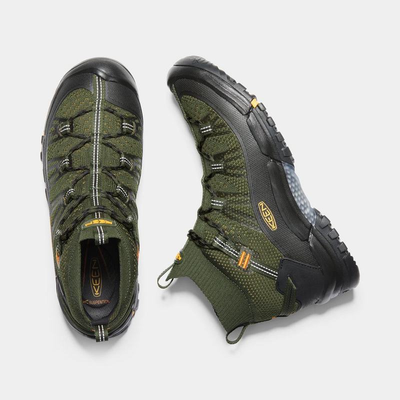 Botas De Montaña Keen Axis Evo Mid Para Hombre Verde Oliva/Negros - Botas Keen Mexico (702398-DPO)